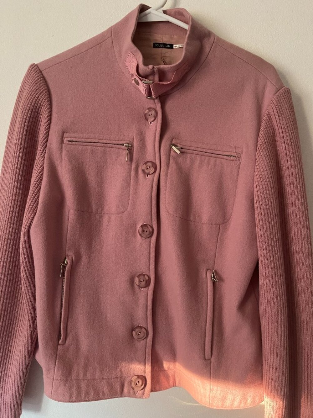 Beautiful  Pink jacket with zipper pocket size 12 for woman from studio jax.